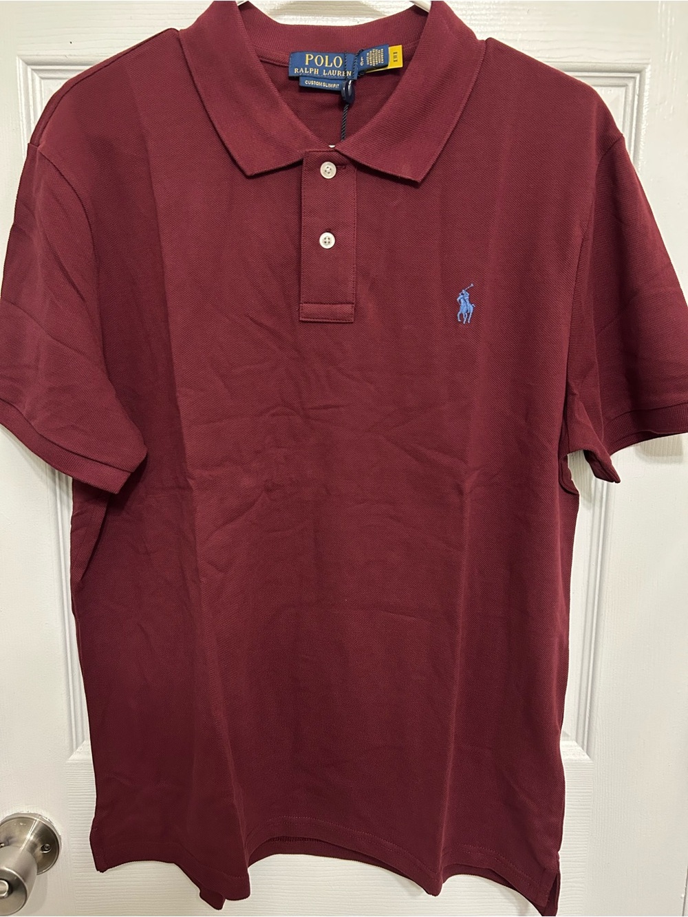 Polo by Ralph Lauren Men's Maroon Polo with Blue Pony